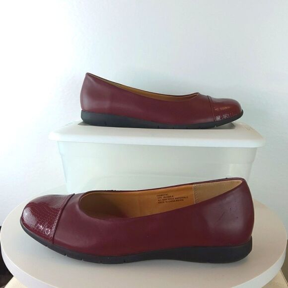 comfortview Shoes - Comfortview burgundy Fay flat with vegan leather and faux croc toe